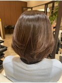 40代50代前髪アンブレラカラーイメチェンこなれミディウルフ
