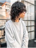 men's perm/プードルパーマ　束感　ミディアムパーマ　こなれ感