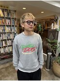 ブルーブラック韓国マッシュスペインカールスパイキーショート