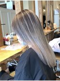  バレイヤージュグレージュハイライトダブルカラーケアブリーチ