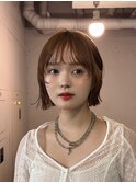 ミニウルフ　オレンジ　艶カラー　小顔カット　ワイドバング