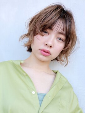 アルバム 渋谷パルコ(ALBUM) グレージュハイライト_厚めバングローライトスリークボブ_37065