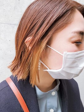 テイルウインド(Tailwind) ぱっつんボブ×オレンジブラウン×暖色系カラー/インナーカラー