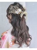 卒業式ヘアセットヘアアレンジハーフアップ/結婚式二次会へア