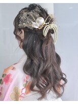 卒業式ヘアセットヘアアレンジハーフアップ/結婚式二次会へア