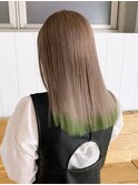 裾カラーグリーン_チェリーブラウンフェミニンロング_ba365281