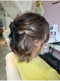 『Merci』カーキグレー×シルバーベージュ☆ハーフアップ