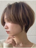 大人ショートボブ丸みショートカットマッシュショート前髪なし