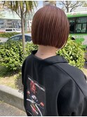 パツっと切りっぱなしボブ×オレンジベージュ