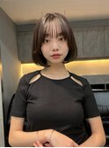 ウルフ顔まわり前髪黒髪ボブルフネビージュ小顔ワンレン
