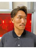 メンズカットアップバングフェザーパーマショート