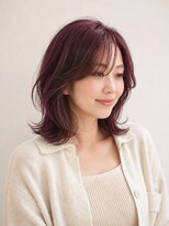 ソレイユカラー トヨカワ(SOLEIL COLOR TOYOKAWA)&nbsp;ミディアムくびれヘアブリーチピンクパープル立体感ハイライト