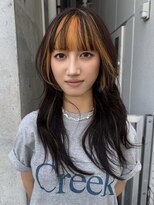 ラパンセヴェール(LA PENSEE VERT)&nbsp;ハッシュカット×顔周りデザインオレンジカラー