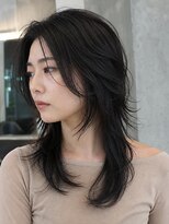 ルポシノエル(rupo si Noel)&nbsp;ロング_ウルフレイヤー_センターパート_黒髪