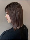 切りっぱなしミディ　顔周りカット　ブラウン　似合わせ　美髪