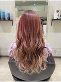 ロングヘアピンクグラデーションカラー