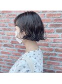 20代30代40代くせ毛風ボブパーマ丸みショート小顔カット抜け感