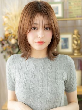 カバーヘア ブリス 上尾西口店(COVER HAIR bliss) 大人可愛いアプリコットオレンジ外ハネロブc6上尾20代30代40代