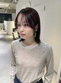 酸性ストレート/縮毛矯正/前髪カット/ピンクブラウン/小顔カット