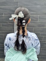 浴衣ヘア　タイトヘア　タイトアレンジ　ツインアポニー