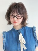 ベージュインナーカラーショートボブレイヤーミディアム前髪
