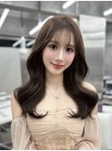 透明感カラーくびれヘアレイヤーカット前髪顔周りカット韓国ヘア