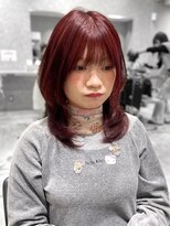 ユーフォリア 新宿通り(Euphoria)&nbsp;ミディアムレイヤー/チェリーレッド/ダブルカラー