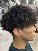【ツイストスパイラルパーマ】束感ツーブロックマッシュ!