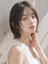 ヴェイン 渋谷(vain)&nbsp;ショートボブ シースルー フェイスレイヤー 暗髪 グレージュ