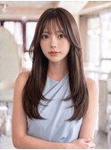 ロングレイヤー＊顔周りレイヤー＊透けバング＊センター分け