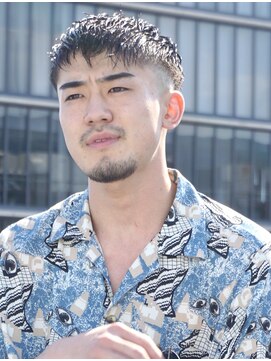 メリケンバーバーショップ コウベ(MERICAN BARBERSHOP KOBE) 七三オールバックツイストパーマかき上げヘアコンマヘア137