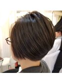 50代60代/刈上げ/ショートカット/白髪染め/ベージュブラウン/
