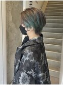 ショートカット/ターコイズカラー