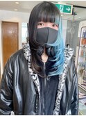 柔らかいワンカールレイヤーセパレートブルーブラックヘア