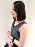 大人ボブ/くすみベージュ/ロングボブ