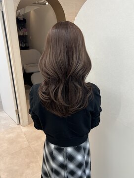 チョコレートグレージュ/ブリーチなし/透明感/韓国/レイヤー