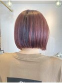 レッドカラー×切りっぱなしボブ