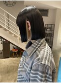 切りっぱなしボブにインナーカラーは相性良し