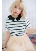 金髪ハイトーンカラーxゆるふわミディで大人かわいい♪a1