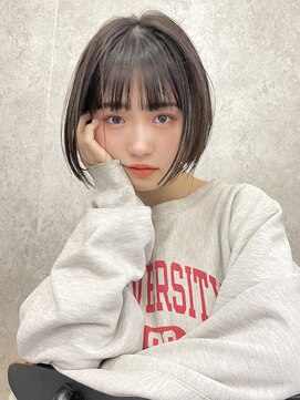 サンク 原宿 表参道(cinq) ミニボブミルクティーベージュボブ前下がりボブ切りっぱなしボブ