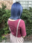 【1ブリーチ】ブルーカラー/切りっぱなしボブスタイル/飾磨