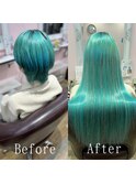 ターコイズ#シールエクステ#美髪#韓国#イメチェン#艶髪#池袋