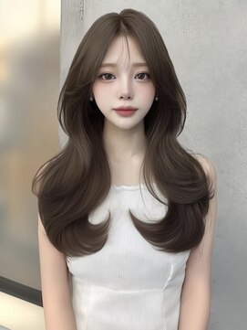 韓国/小顔/黒髪/ココアベージュ/銀座/レイヤーカット