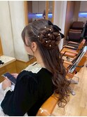 結婚式/二次会/パーティー/お団子/ハーフアップ/ウェーブ/ピン