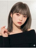 アッシュグレー 顔周りカット 20代30代 髪質改善カラー