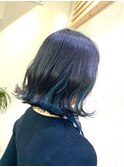 【切りっぱなしボブ】+【インナーカラー☆グリーン】