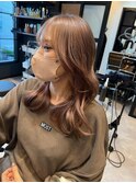 ベイビーピンク　バニラブラウンベージュ　こなれヘア