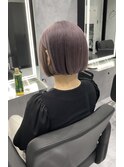ラベンダーグレージュ/ホワイトグレー/ボブ/切りっぱなし