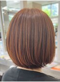 丸みショートボブ＊オレンジブラウン＊大人ショートボブ