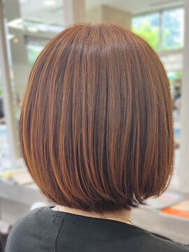 フルール(fleur) 丸みショートボブ＊オレンジブラウン＊大人ショートボブ
